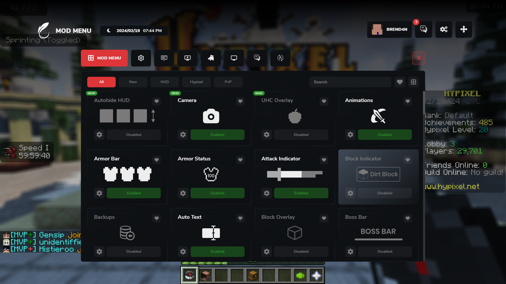 Over 40 built-in mods